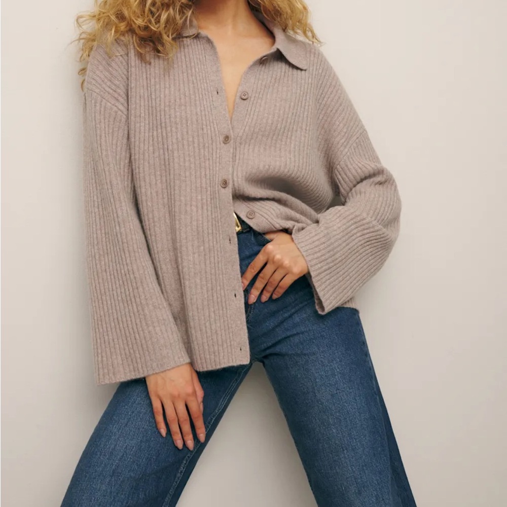 Reformation Fantino Cashmere Collared Cardigan